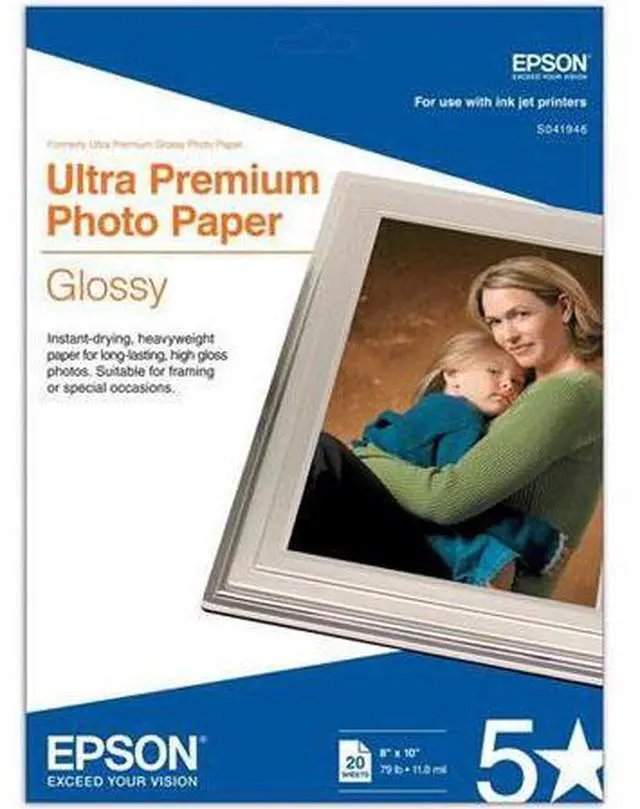 Alt view image 4 of 11 - Epson Ultra Premium Photo Paper - 8" x 10" - 305g/m? - Glossy - 96 ISO Brightness - Bright White