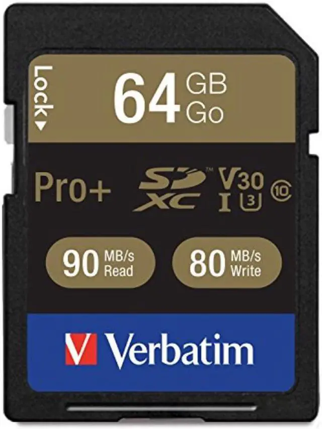 Alt view image 19 of 19 - Verbatim Memory Card SDXC 90MB/s Read Speed 64GB BK/GD 49197