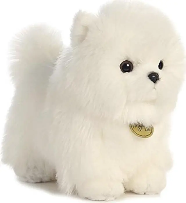 Alt view image 7 of 10 - Aurora® - Small White Miyoni® - 9" Pompom Pup - Adorable Stuffed Animal