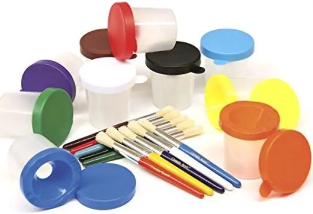 Alt view image 2 of 4 - Creativity Street No-Spill Cups & Coordinating Brushes Assorted Colors 10/Set