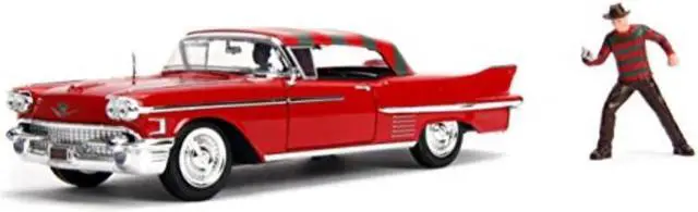 Alt view image 7 of 9 - 1958 Cadillac Series 62 Red with Freddy Krueger Diecast Figure "A Nightmare on Elm Street" Movie 1/24 Diecast Model Car by Jada