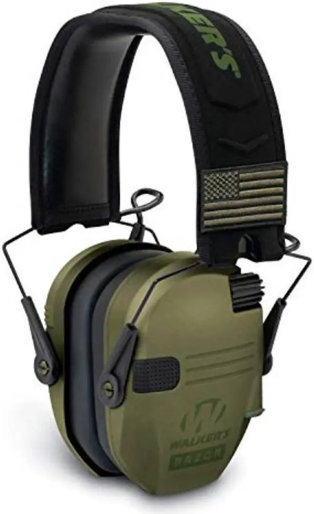 Alt view image 4 of 13 - Walkers Razor Slim Shooter Electronic Hearing Protection Earmuffs, Green Patriot