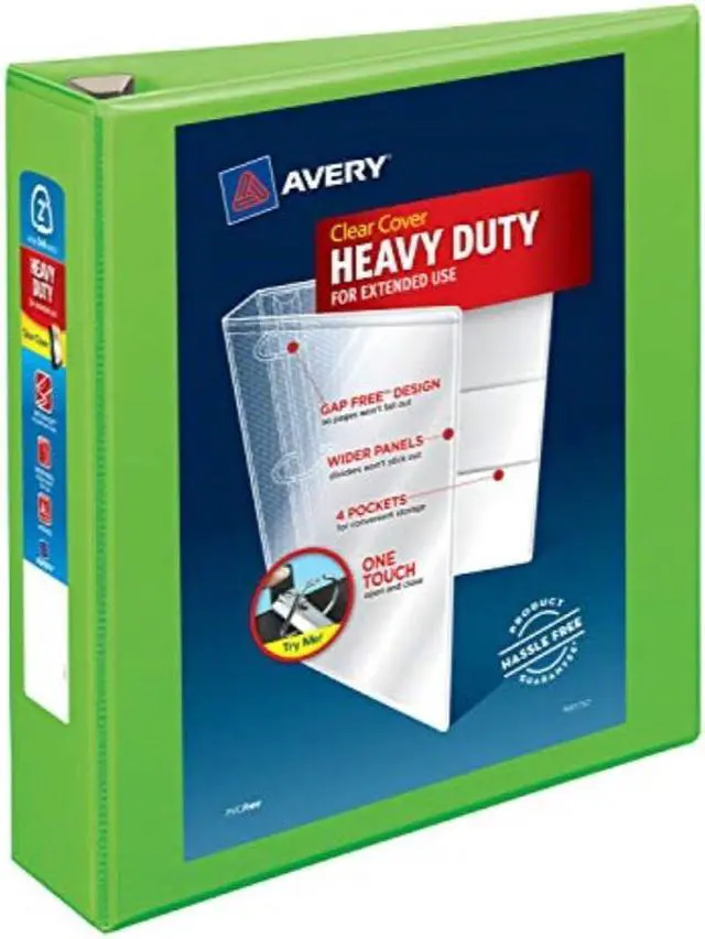 Alt view image 8 of 13 - Avery Heavy-Duty View Binder w/Locking EZD Rings 2" Cap Chartreuse 79776