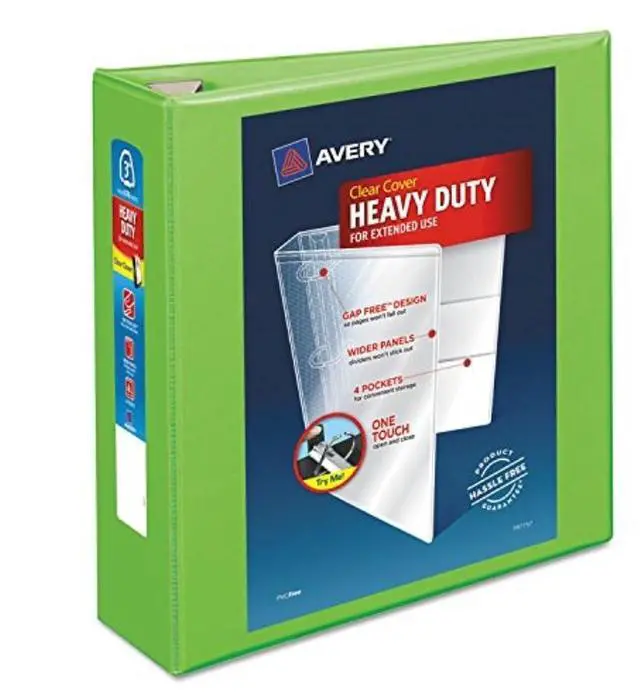 Alt view image 14 of 20 - Avery Heavy-Duty View Binder w/Locking EZD Rings 3" Cap Chartreuse 79779