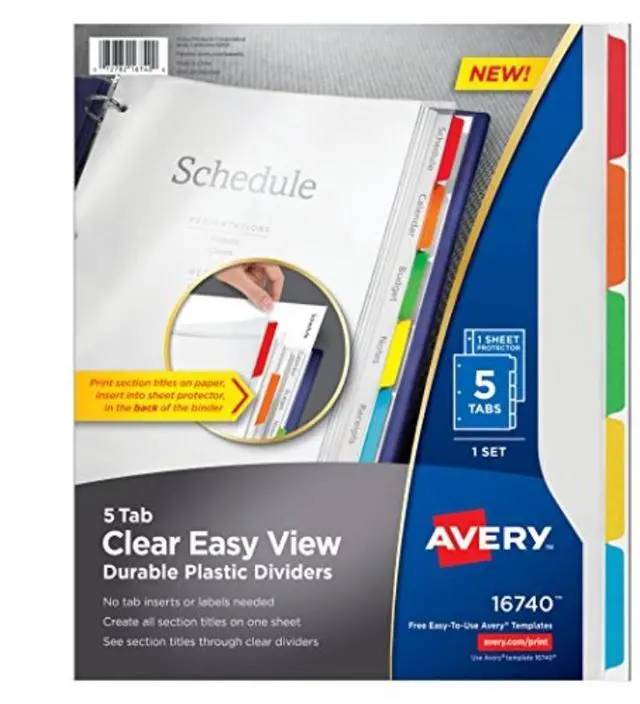 Alt view image 11 of 16 - Avery Clear View Plastic Dividers with Sheet Protector Multicolor 5-Tab Letter 16740