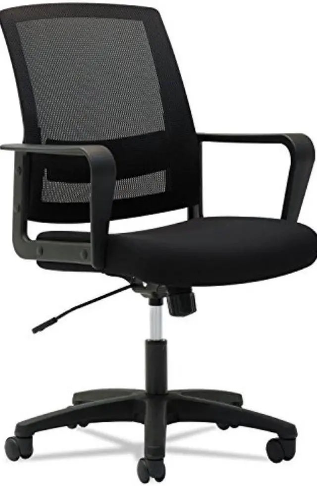 Alt view image 4 of 12 - OIF - OIFMS4217 - Mesh Mid-Back Chair, Fixed Loop Arms, Black