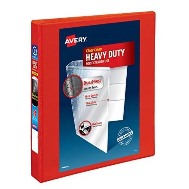 Alt view image 7 of 15 - Avery Heavy-Duty View Binder w/Locking 1-Touch EZD Rings 1" Cap Red 79170