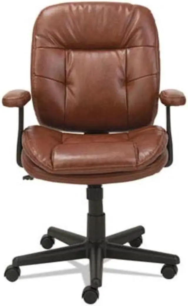 Alt view image 11 of 18 - OIF - OIFST4859 - Swivel/Tilt Leather Task Chair, Fixed T-Bar Arms, Chestnut Brown