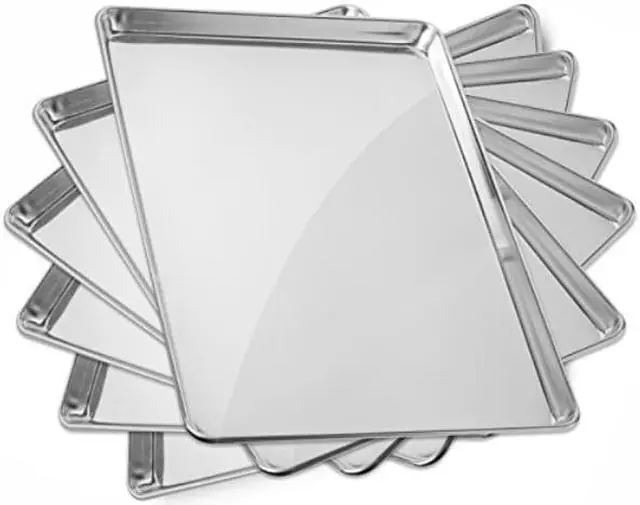 Alt view image 6 of 8 - GRIDMANN 18" x 26" Commercial Grade Aluminum Cookie Sheet Baking Tray Pan Full Sheet - 6 Pans