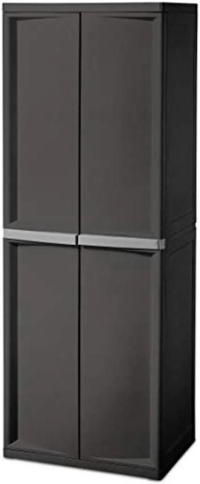 Alt view image 9 of 11 - Sterilite Adjustable 4-Shelf Storage Cabinet With Doors, Gray | 01423V01