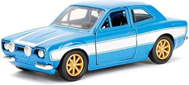 Alt view image 5 of 7 - Brian's Ford Escort Light Blue with White Stripes "Fast & Furious" Movie 1/32 Diecast Model Car by Jada