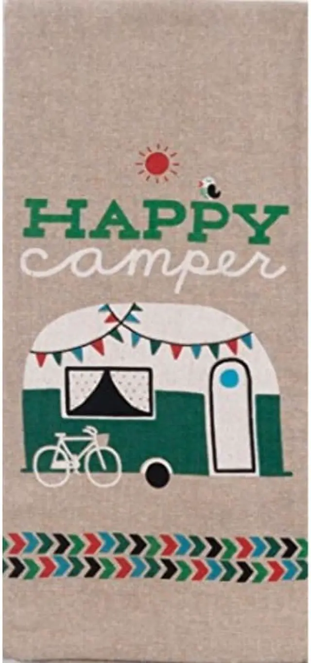 Alt view image 2 of 8 - Happy Camper RV Weekend Getaway Chambray 28 Inch Kitchen Dish Tea Towel