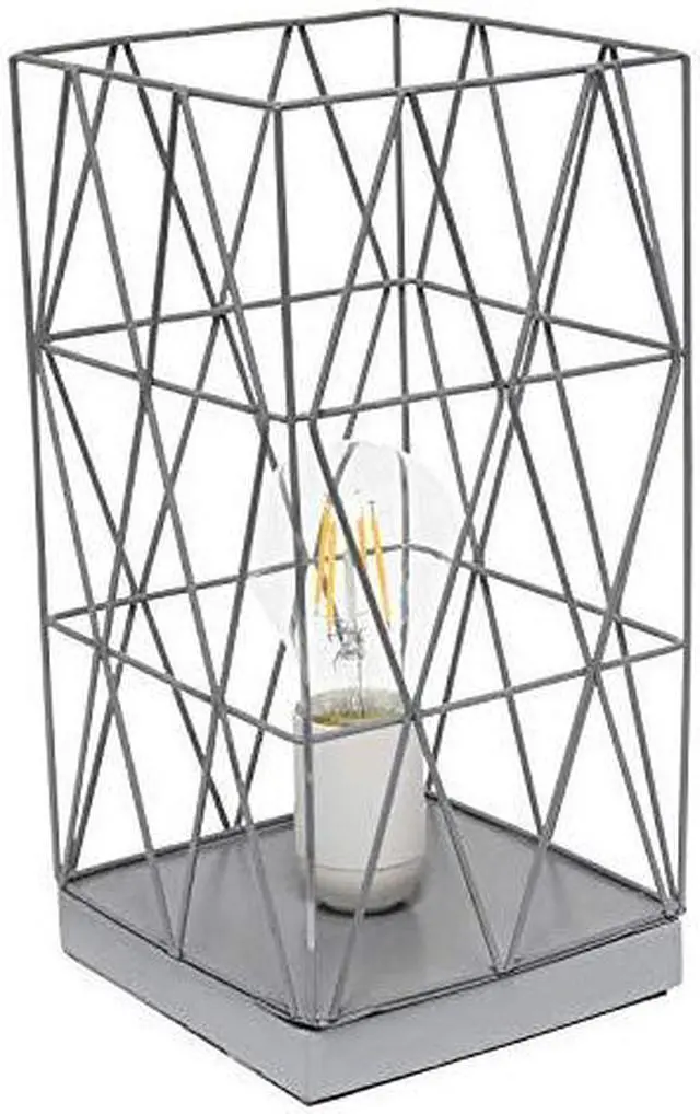 Alt view image 13 of 15 - Simple Designs Gray Geometric Square Metal Table Lamp