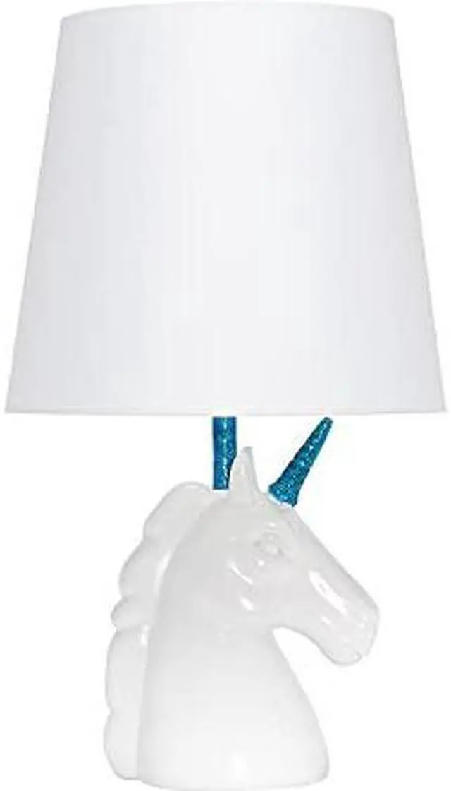 Alt view image 13 of 14 - Simple Designs Sparkling Blue and White Unicorn Table Lamp