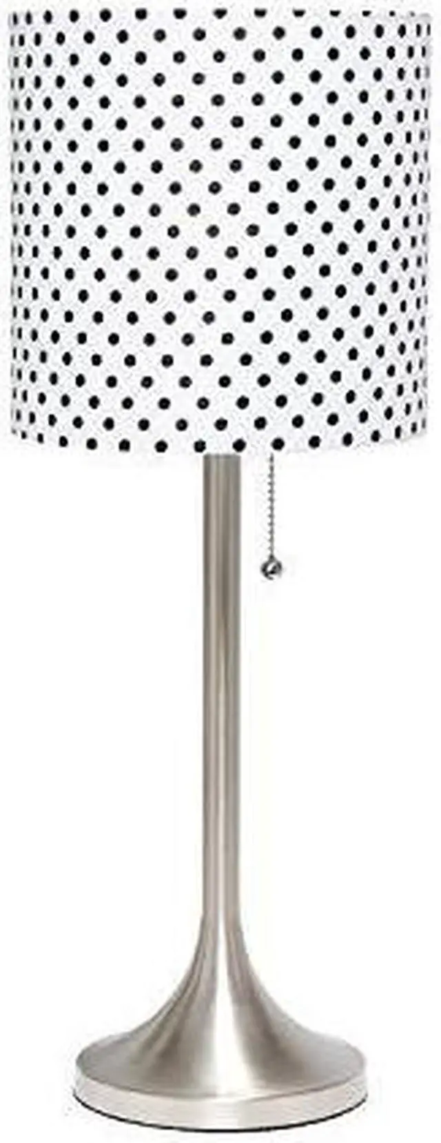 Alt view image 13 of 20 - Simple Designs Brushed Nickel Tapered Table Lamp with Polka Dot Fabric Drum Shade