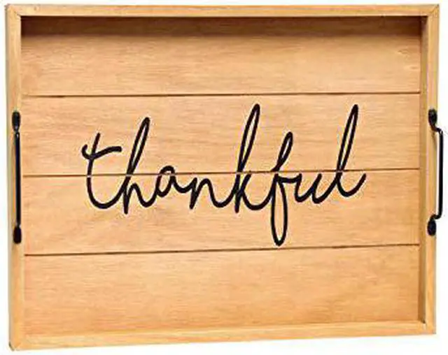 Alt view image 7 of 20 - Elegant Designs Decorative Wood Serving Tray w/ Handles, 15.50" x 12", "Thankful" HG2000-NTF