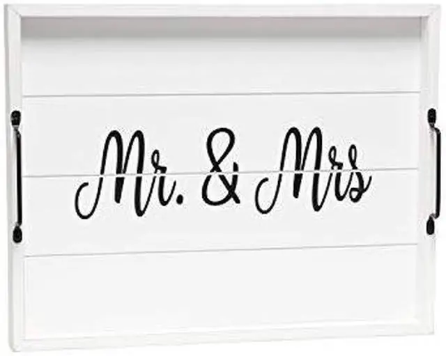Alt view image 7 of 20 - Elegant Designs Decorative Wood Serving Tray w/ Handles, 15.50" x 12", "Mr. & Mrs." HG2000-WMM