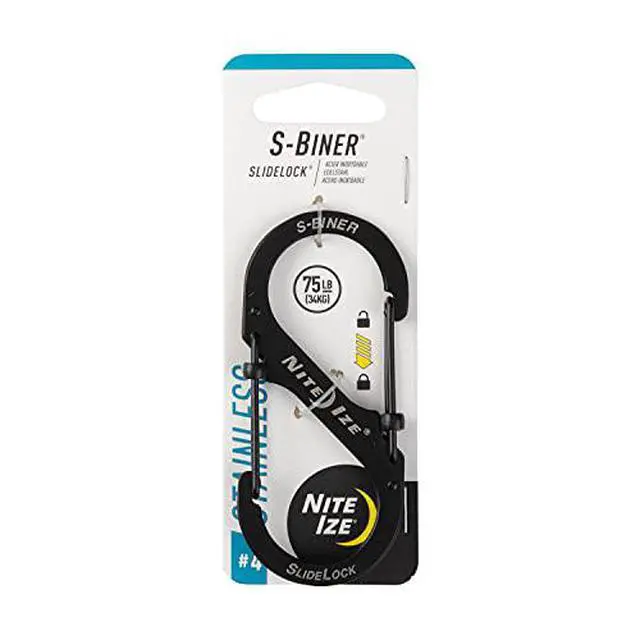 Alt view image 12 of 12 - NITE IZE LSB4-01-R3 Locking Carabiner,3-3/5 In.,Steel,Black