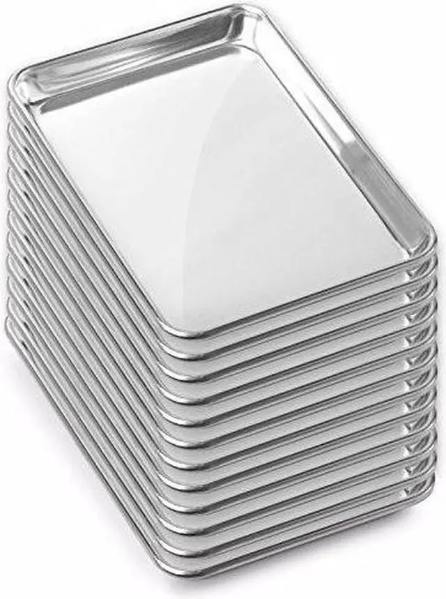 Alt view image 8 of 8 - gridmann 9" x 13" commercial grade aluminum cookie sheet baking tray jelly roll pan quarter sheet  12 pans