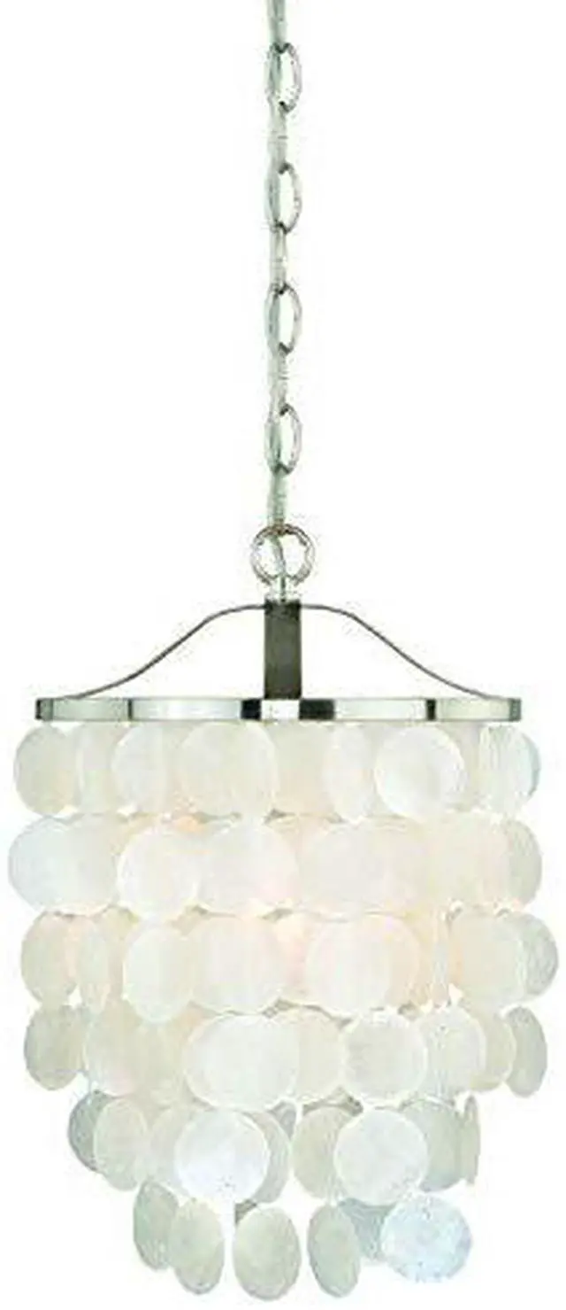 Alt view image 3 of 3 - vaxcel p0138 elsa capiz shell mini pendant, 101/2", satin nickel finish