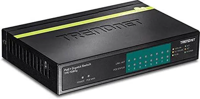 Alt view image 3 of 3 - TRENDnet 8-Port Gigabit GREENnet PoE+ Switch, 8 x Gigabit PoE Ports, 123 W PoE Power Budget, 16 Gbps Switching Capacity, TPE-TG80g