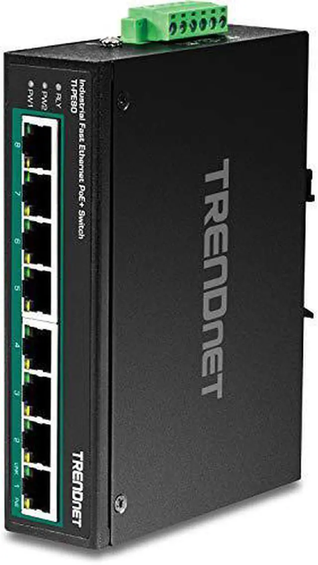Alt view image 16 of 18 - TRENDnet 8-Port Industrial Fast Ethernet PoE+ DIN-Rail Switch,TI-PE80,8 x Fast Ethernet PoE+ Ports,IP30 Network Unmanaged Switch,200W PoE Power Budget, 1.6Gbps Switching Capacity
