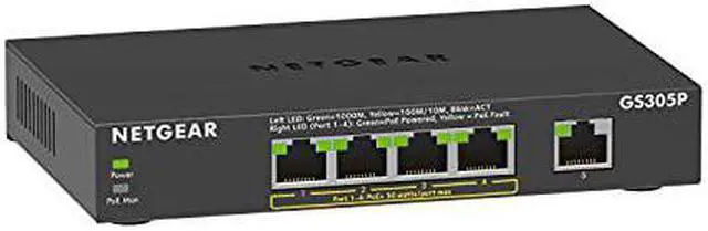 Alt view image 13 of 18 - NETGEAR 5-Port Gigabit Ethernet Unmanaged PoE Switch (GS305P v2) - with 4 x PoE+ @ 63W, Desktop or Wall Mount