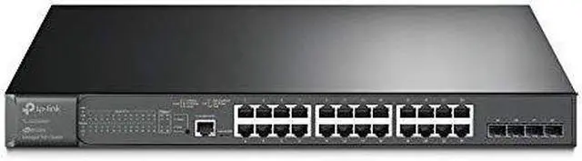 Alt view image 7 of 20 - TP-Link JetStream 28-Port Gigabit L2 Managed Switch with 24-Port PoE+ - 24 Ports - Manageable - 2 Layer Supported - Modular - 4 SFP Slots - 463.80 W Power Consumption - 384 W PoE Budget - Optical Fibe