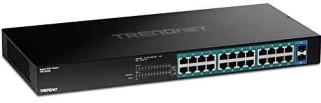 Alt view image 4 of 4 - TRENDnet 26-Port Gigabit PoE+ Switch, 24 x 30W PoE+ Ports, 2 Gigabit SFP Slots, 380W PoE Budget, 52Gbps Switching Capacity, 1U 19" Rack Mountable, Lifetime Protection, Black, TPE-TG262
