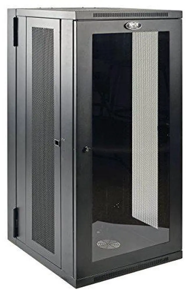 Alt view image 7 of 11 - Tripp Lite SmartRack 26U Low-Profile Switch-Depth Wall-Mount Rack Enclosure Cabinet with Clear Acrylic Window, Hinged Back