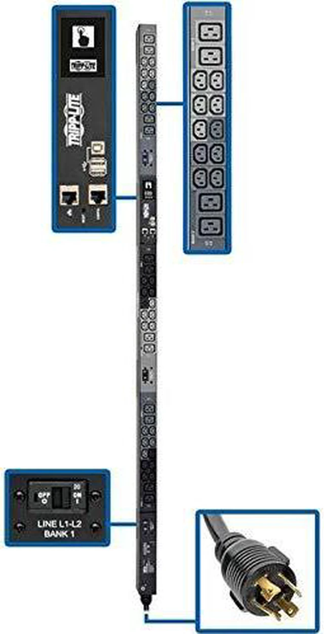 Alt view image 3 of 3 - Tripp Lite PDU3EVN6L2120 Monitored 0U 208V 35A 6.0 Feet Power Distribution Units