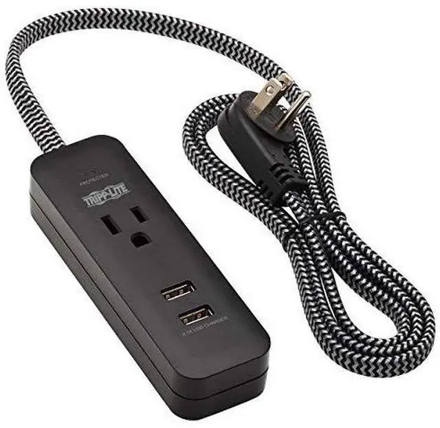 Alt view image 15 of 15 - Tripp Lite Surge Protector Power Strip 1-Outlet 2 USB Ports 4ft Cord TLP104USB