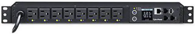 Alt view image 13 of 20 - CyberPower PDU41001 Single Phase 100 - 120 VAC 15A Switched PDU - 8 Outlets, 12 ft, NEMA 5-15P, Horizontal, 1U, SNMP, LCD