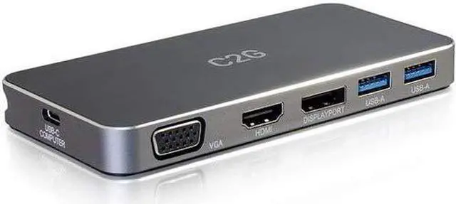 Alt view image 7 of 9 - C2G 54439 C2G USB C DUAL DISPLAY DOCK WITH HDMI, DISPLAYPORT, VGA & POWER DELIVERY