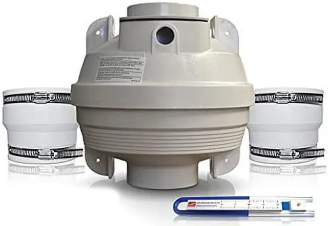 Alt view image 7 of 7 - suncourt radon mitigation fan kit 4 in. fan with 4 in. to 4 in. couplers and air pressure indicator