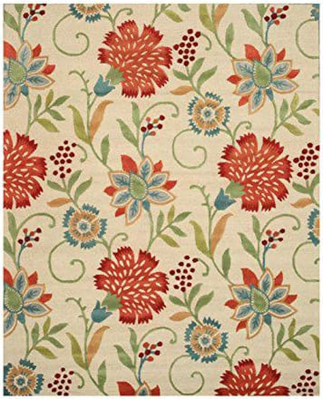 Alt view image 5 of 8 - Hand-Tufted Wool Ivory Transitional Floral Spring Garden Rug, Made in India