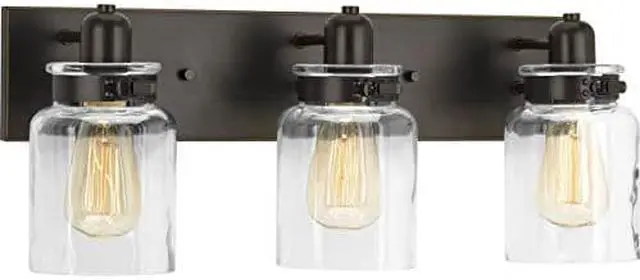 Alt view image 4 of 6 - Calhoun Bath Vanity, 3-Light, Antique Bronze, Clear Glass, 21.75"W (P300047-020 AJ8QH)