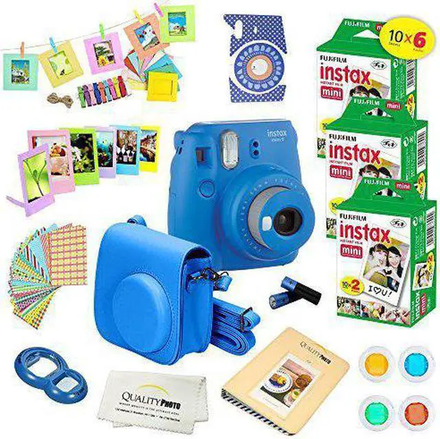 Alt view image 8 of 8 - Fujifilm Instax Mini 9 (Cobalt Blue)  Deluxe kit bundle Includes -Instant camera with Instax mini 9 instant films (60 pack) - Custom Camera Case - instax Album – Frames - wall hang frames- - Stickers