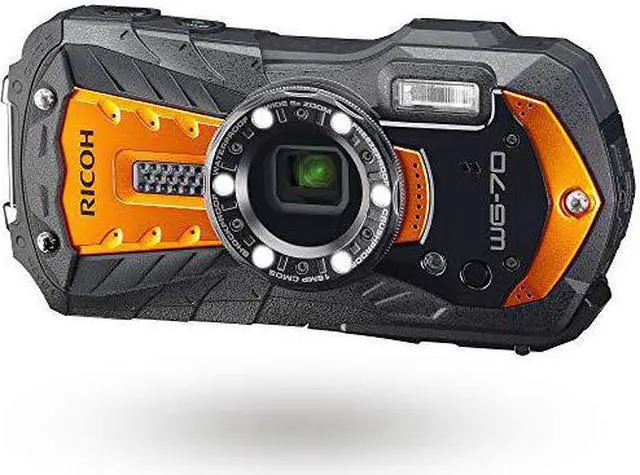 Alt view image 6 of 9 - Ricoh WG-70 Black Waterproof Digital Camera 16MP (Orange)