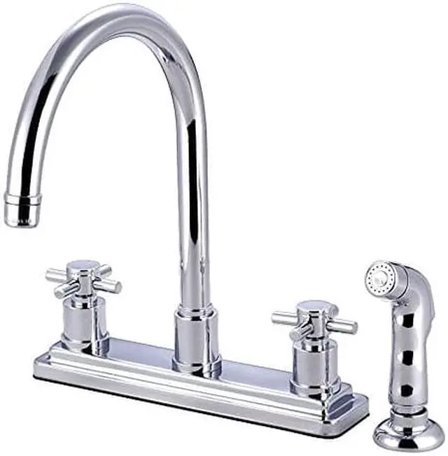 Alt view image 3 of 4 - Kingston Brass KS8791DX 8 Inch Center Kitchen Faucet With Side Sprayer - Polished Chrome