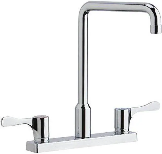 Alt view image 3 of 3 - Elkay 8" Centerset Exposed Deck Mount Faucet with Arc Spout and 4" Lever Handles Chrome