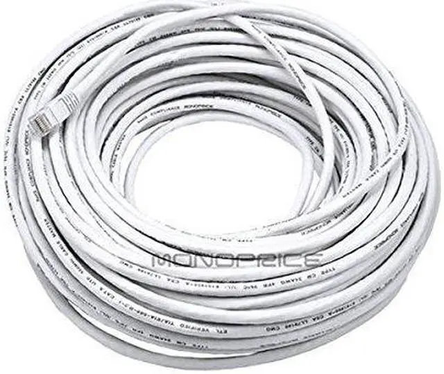 Alt view image 6 of 11 - Monoprice Cat6 Ethernet Patch Cable - 100 Feet - White | Network Internet Cord - RJ45, Stranded, 550Mhz, UTP, Pure Bare Copper Wire, 24AWG