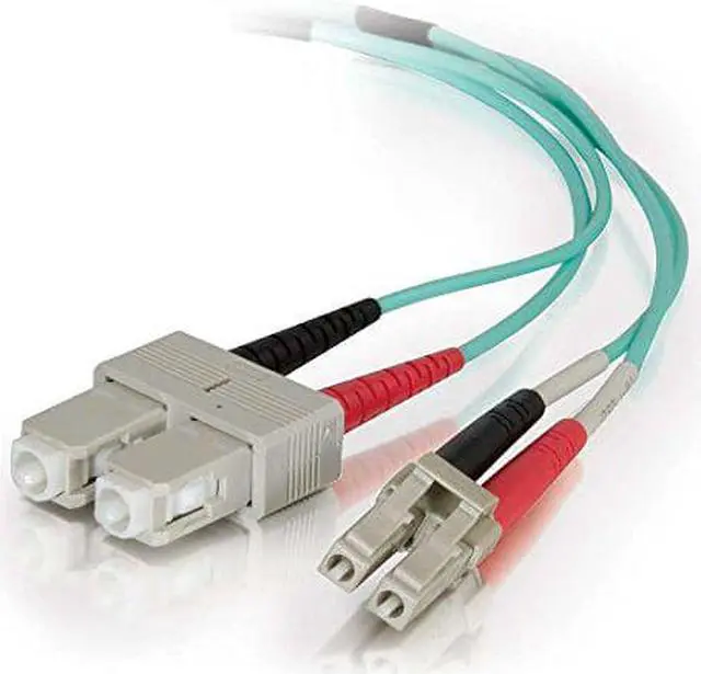 Alt view image 6 of 6 - C2G 2m LC-SC 50/125 OM4 Duplex Multimode PVC Fiber Optic Cable - Aqua