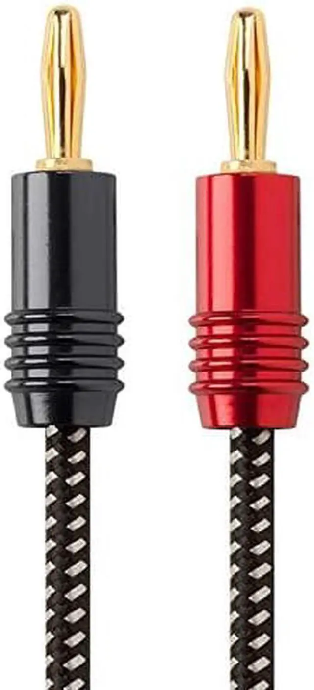 Alt view image 9 of 9 - Monoprice Affinity Premium 14 Gauge AWG Braided Speaker Wire / Cable - 6ft Black with Gold Plated Banana Plug Connectors and Oxygen-Free Copper Conductors