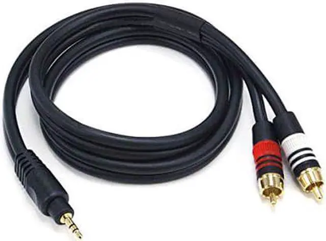 Alt view image 8 of 14 - Monoprice 5597 3ft 3.5mm Stereo Male to 2RCA Male 22AWG Cable Cord Gold Plated