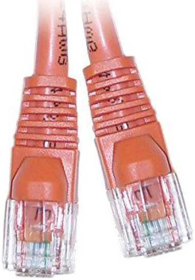 Alt view image 3 of 3 - Cat 5e Ethernet Crossover Cable, Snagless/Molded Boot, 3 foot - Orange