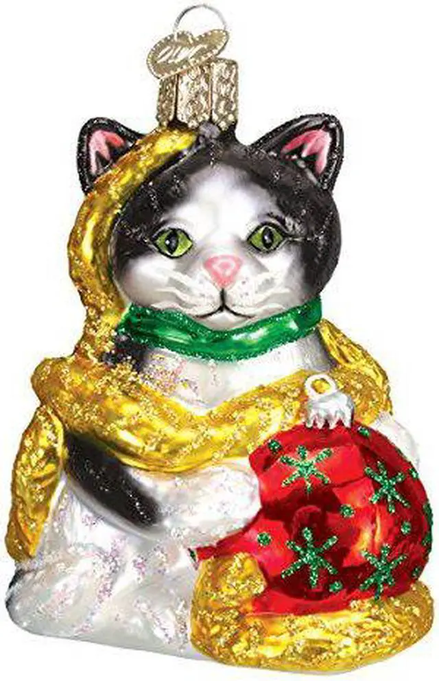 Alt view image 5 of 5 - Holiday Kitten Playing with Garland and Tree Decorations Ornment