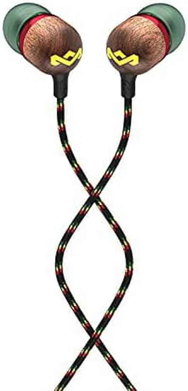 Alt view image 13 of 13 - House Of Marley Smile Jamaica In-Ear Wired Headphones with Mic, Rasta, EM-JE041-RA
