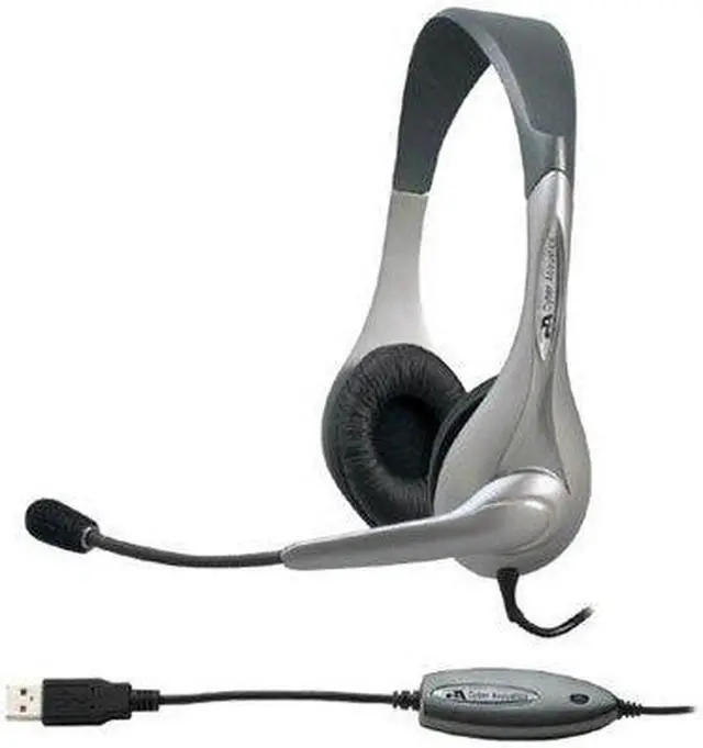 Alt view image 2 of 2 - CYBER ACOUSTICs AC-851B USB stereo headset w/microphone & noise canceling (silver)
