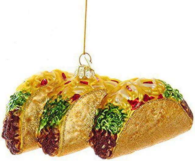 Alt view image 3 of 3 - Kurt Adler Noble Gems Beef Tacos Christmas Holiday Ornament Glass